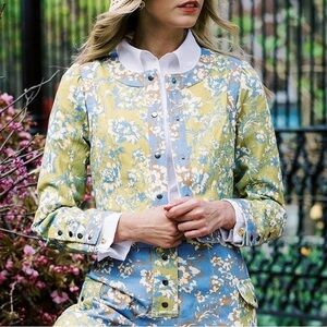 MASON'S DAUGHTER Mia Rose Garden Cotton Twill Snap Jacket Green Floral Sz.M NWT!